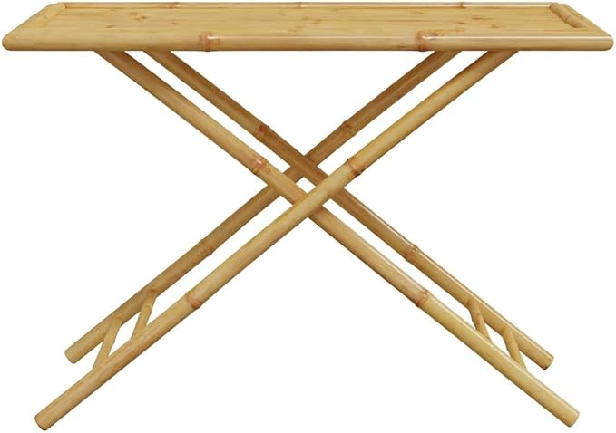 5 Piece Garden Dining Set Bamboo Folding Table and 4 Chairs Rectangular Outdoor Patio Furniture for Balcony Terrace and Backyard Natural Beige 21.7x43.3x29.5in
