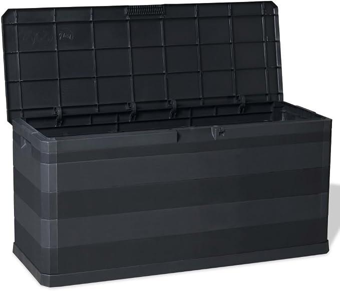 (Fast Shipments) Deck Box Cover Waterproof Patio Storage Box Cover Outdoor Back Yard Large Deck Storage Box Covers Protector for Winter Garden Storage Box Black 46.1"x17.7"x22"