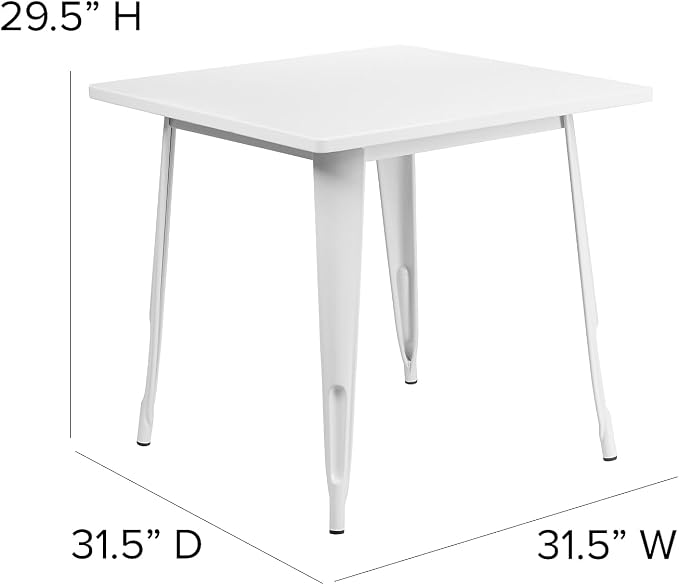 Flash Furniture Felix Commercial Grade 31.5" Square White Metal Indoor-Outdoor Table