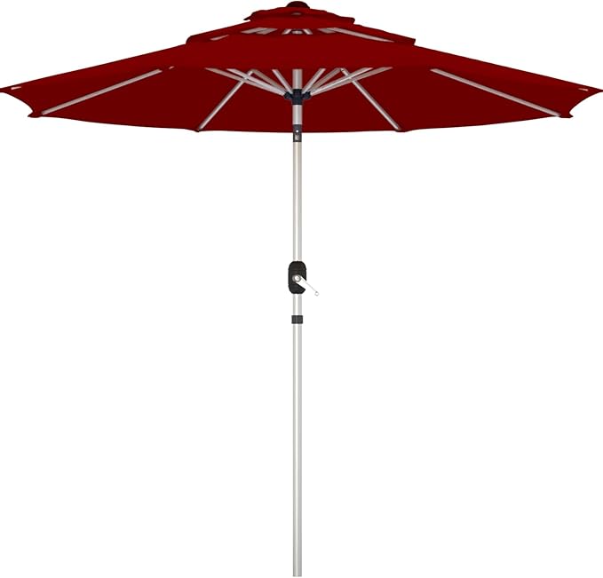 10FT 3-Tier Aluminum Outdoor Patio Umbrella, Fade-Resistant Market Umbrella with Push Button Tilt Function, 8 Sturdy All-Aluminum Ribs for Gardens, Patios, Backyards & Pools