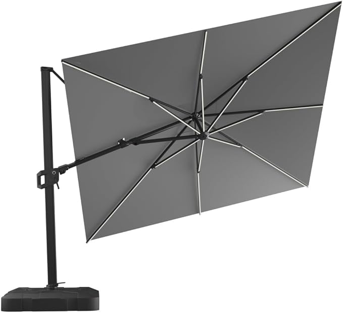 Midtown Umbrellas 9x9 Ft Outdoor Cantilever Patio Umbrella w/Sunbrella Canvas Teal Fabric - Tilt 360° Rotate Offset Patio, Deck Patio, Backyard & Garden - Black Frame