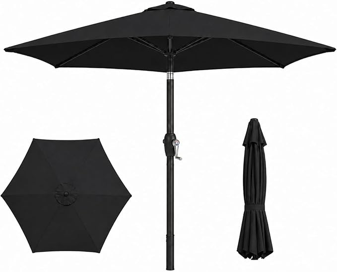 7.5ft Patio Umbrella, Outdoor Table Market Umbrella with Smooth Crank Lift, 6 Windproof Fiberglass Ribs, UPF50+ UV Protection for Deck, Pool, Garden and Backyard