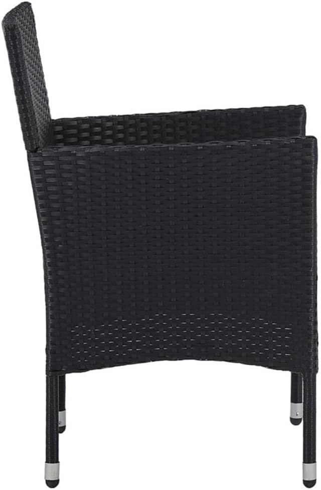 Afuera Living 5-Piece Synthetic Poly Rattan Patio Dining Set, Black and Brown Finish, Powder-Coated Steel Frame, Removable Cushions, Weather-Resistant, Contemporary Style for Outdoor Garden or