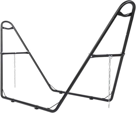 Double-Barrel Hammock Stand Heavy Duty Steel Frame, Black | 3 Adjustable Hanging Methods, Anti-Rust Coating, Anti-Slip Foot Pads, 315 x 104 x 128 cm,