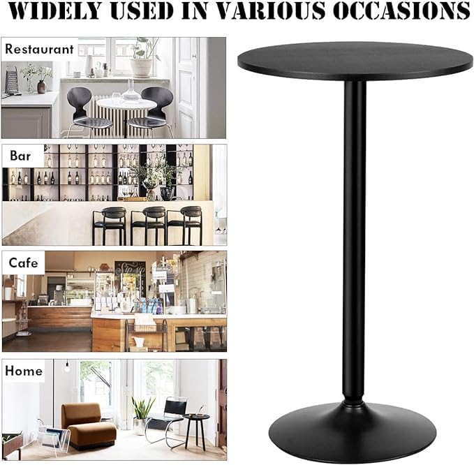 ERGOMASTER Cocktail Table,Two-in-one Modern Style Standing Circular Bar Table 40"/22" Two Convertible Height Suitable for Dining Room, Restaurant, Kitchen (6, Black)