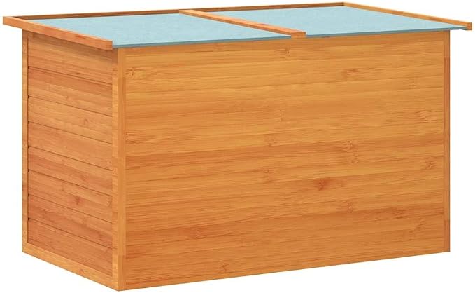 Wooden Outdoor Storage Box, 49.6-Inch Large Deck Chest for Patio Garden Furniture, Waterproof Fir Wood Bin for Cushions Pillows Toys