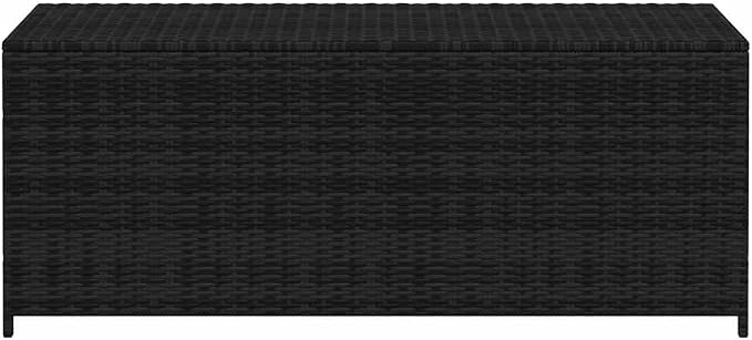 Poly Rattan Patio Storage Box Black 59x19.7x23.6 Inches, Outdoor Storage Bench with High Load-Bearing Capacity for Cushions Pillows and Blankets