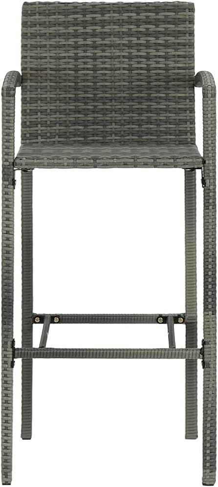5 Piece Patio Bar Set with Armrest,Garden Table and Chairs Sets,Garden Conversation Sets, Outdoor Patio Furniture,for Patio,Backyard,Garden,Poly Rattan Gray