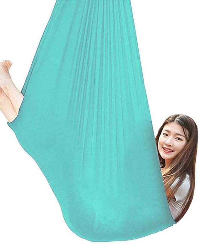 Therapy Sensory Swing Adjustable Indoor Swings for Kids and Teens Snuggle Cuddle Hammock with Special Needs Has Calming Effect On Child (Color : Lake Green, Size : 100 x 280 cm)