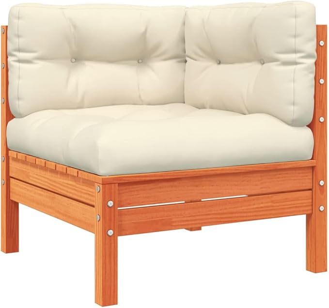 4 Piece Patio Sofa Set with Cushions, Outdoor Dining Sets Patio Conversation Set Garden Lounge Set Sectional Sofa for Exhibition Poolside Garden Negotiation Area Wax Brown Solid Wood Pine