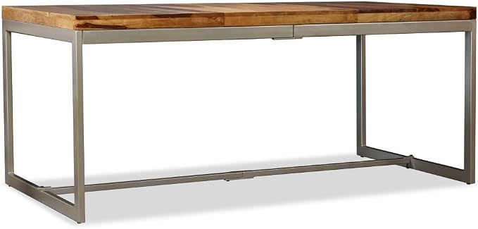 (Fast Shipments) Garden Table Outdoor Dining Table for Patio, Backyard, Balcony, Outdoor Indoor Furniture Dining Table Solid Sheesham Wood and Steel 70.9"