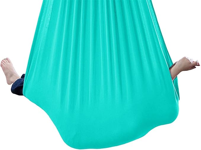 Sensory Swing for adults Indoor kids Therapy Swing Soothing Calming Snuggle Hammock durable soft strong fabric swing Beneficial to child's spatial awareness ( Color : Lake green , Size : 1M x 2.8M )