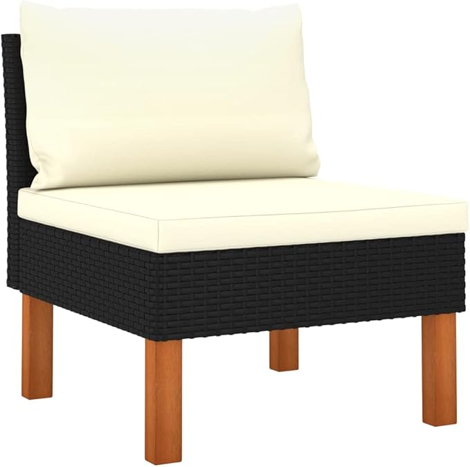 Patio Lounge Set,Patio Furniture Sets,Patio Conversation Sets,Outdoor Furniture Sets,for Garden,Backyard,Outdoor,8 Piece Poly Rattan and Eucalyptus Wood Black