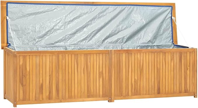 Natural Solid Teak Wood Garden Box, 78.7x19.7x21.7 inch Rectangular Outdoor Storage Solution, Weather-Resistant Patio Deck Box for Tools, Cushions, and Toys
