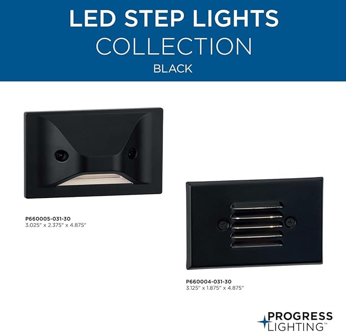 Progress Lighting P660005-031-30 4.5-Watt 3000K Integrated LED Wall or Step Light Black