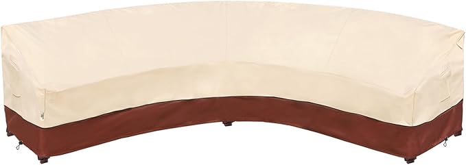 Curved Patio Furniture Covers - Outdoor Sectional Covers Waterproof Reinforced Rip-Stop Anti-UV 600D Heavy Duty Outdoor Couch Cover with 3 Air Vents 190"(128")