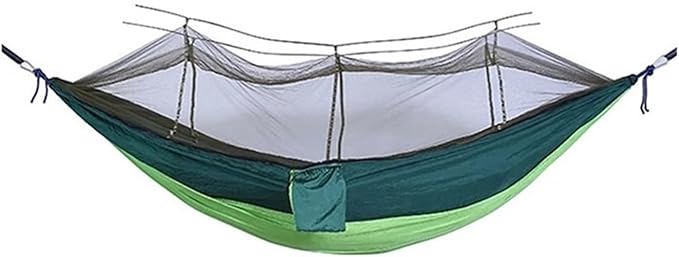 Hammock. Hanging Bed Go Swing Portable Outdoor Camping Hammock with Mosquito Net Tourist Sleeping Hammock .Hammocks for Outside(Dark Green)