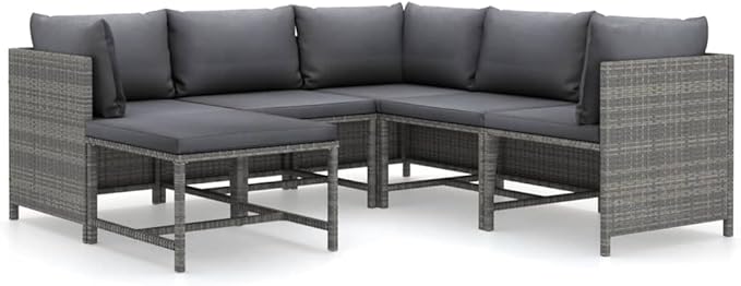 60cm PE Rattan 6-Seat Cube Lounge, Powder-Coated Steel Frame, Balcony Patio Set with Easy-Clean Cushions