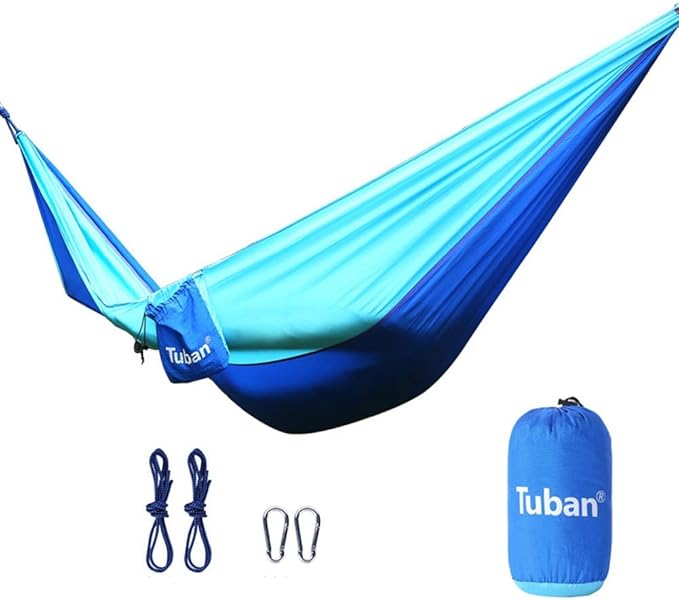 Camping Hammock, Hang Sheet People Double Camping Portable Parachute Hammock Outdoor Hiking Backpack Nylon Chair Swing(Blue)