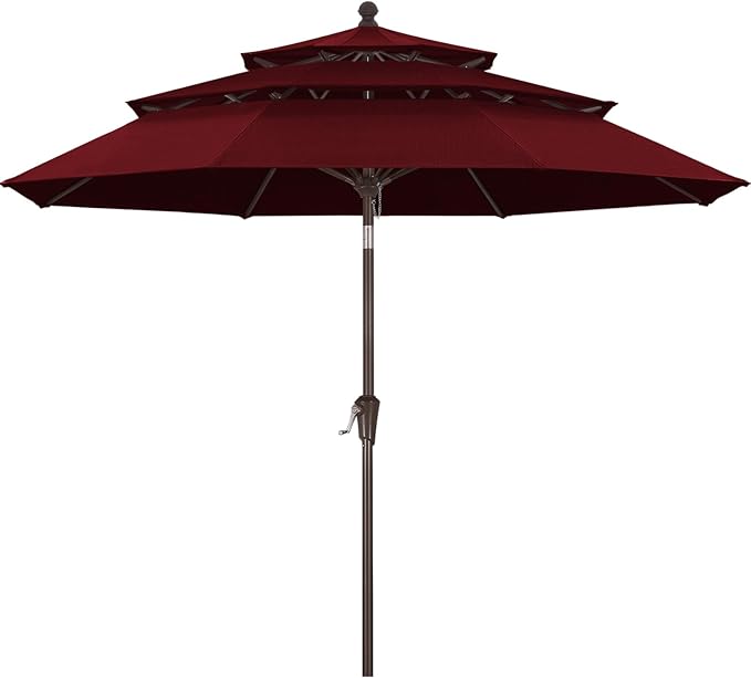 ABCCANOPY 5-Year 10-Year No Fading 9FT 3 Tiers Patio Umbrella, Outdoor Table Umbrella with 8 Sturdy Ribs for Deck, Backyard, Garden, Yard