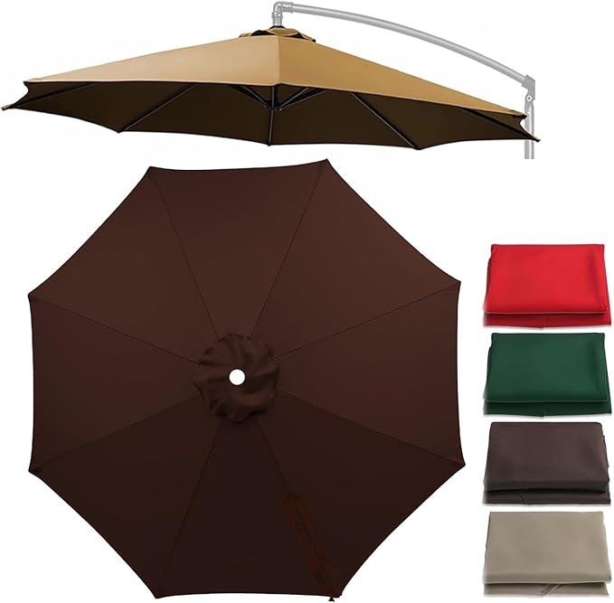 Cantilever Umbrella Replacement Canopy 7.5ft/9ft/10ft/11ft 6/8 Ribs, Fade Resistant Outdoor Offset Patio Umbrella Fabric Cover, Waterproof Shade Top for Deck