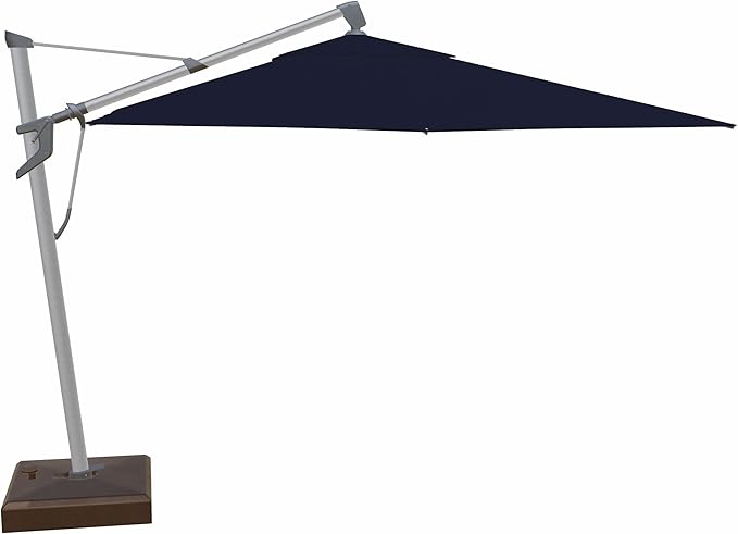 Treasure Garden AKZ PLUS Cantilever Umbrella – 10ft x 13ft Rectangular Offset Patio Umbrella – 360° Rotation & Multi-Angle Tilt – Silver Shadow Aluminum Frame with Bronze Rolling Base (O'bravia, Navy)