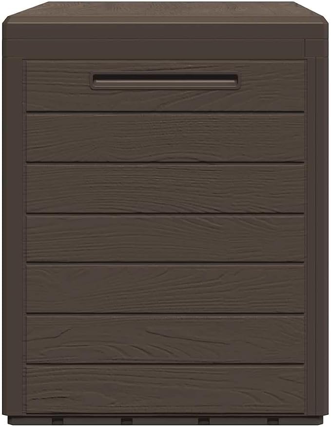Brown Rectangular Garden Storage Box 50.4 Gallon Capacity Durable Polypropylene Deck Box for Outdoor Cushions Gardening Tools and Pool Toys