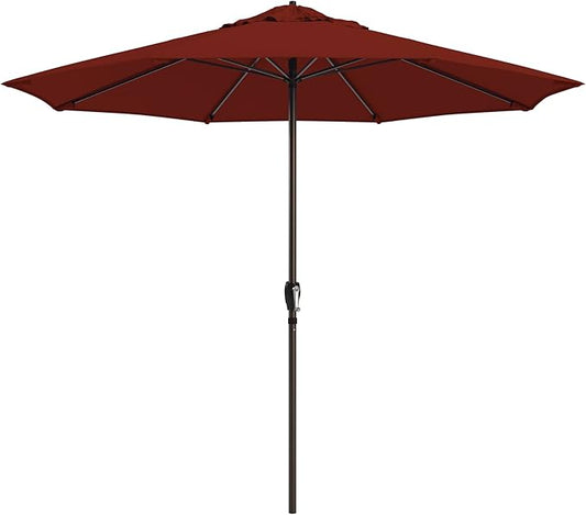 California Umbrella 12-Year Protection 9-Ft Outdoor Patio Umbrella, Sunbrella Fade-Resistant Fabric, Auto-Tilt, Heavy Duty Aluminum Frame, 8 Reinforced Ribs for Pool or Deck, Bronze Pole, Terracotta