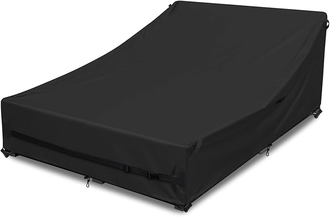 Outdoor Daybed Cover Heavy Duty 600D Weather-Resistant Waterproof Patio Sunbed Wicker Furniture Sofas Cover 63"L x 54"W x 28"H UV Resistant Anti-Fade Material,Outdoor Canopy Day bed Sofa Covers,Black