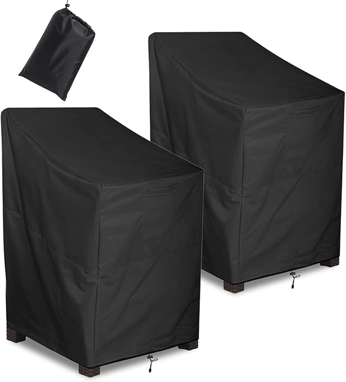 Outdoor Chair Covers 2 Pack, ALSTER Patio Chair Covers, Durable and Waterproof Black Furniture Covers for Lounge Deep Seat, Rain Snow Dust Wind-Proof(28" L x 36" W x 47" H)