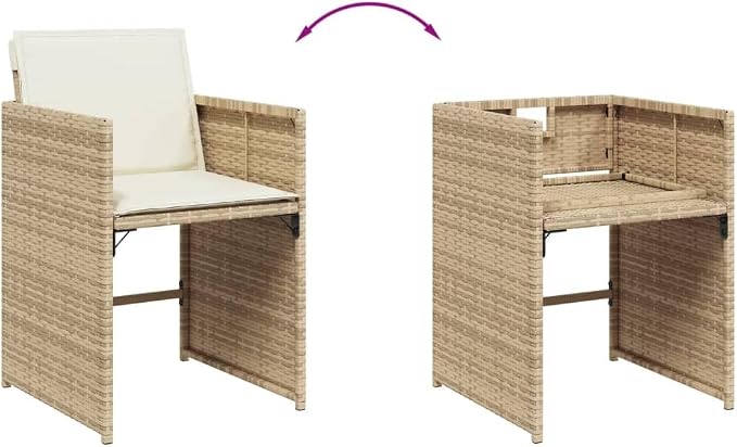 17-Piece Outdoor Patio Dining Set, Poly Rattan Garden Table and 16 Foldable Chairs with Cushions, Space-Saving Cube Design for Backyard Deck
