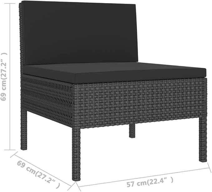 Patio Lounge Set with Cushions,Patio Furniture Sets,Patio Conversation Sets,Outdoor Furniture Sets,for Garden,Backyard,Outdoor,12 Piece Poly Rattan Black