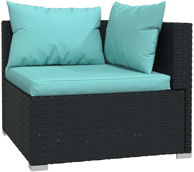 5 Piece Patio Lounge Set with Cushions, Sectional Sofa Porch Furniture Set Outdoor Dining Sets Patio Conversation Set for Piazza Exhibition Poolside Negotiation Area Poly Rattan Black