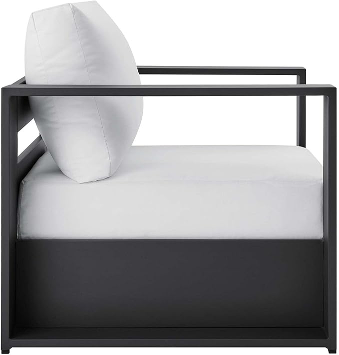 Modway Tahoe Aluminum 4-Piece Outdoor Patio Set in Gray White