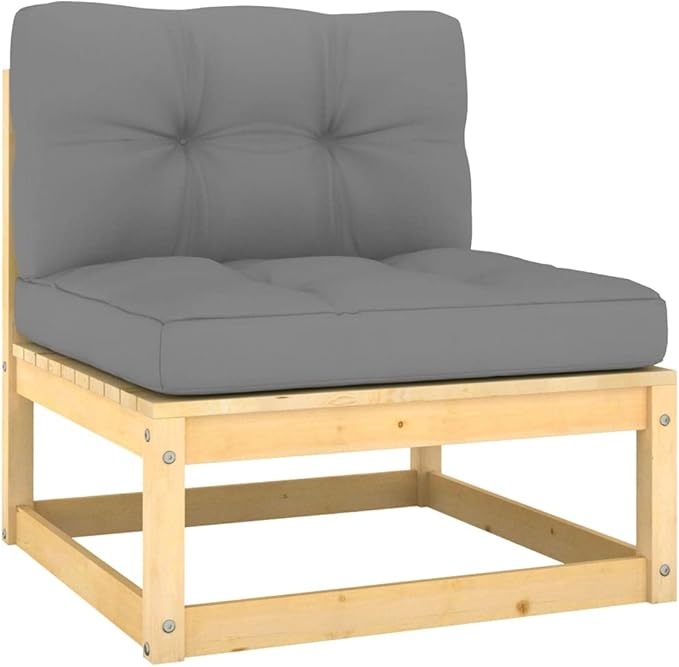 vidaXL Patio Furniture Set 8 Piece, Garden Sofa Set with Cushions, Outdoor Sectional Sofa Conversation Set with Coffee Table, Solid Wood Pine