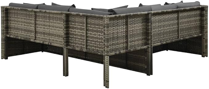 vidaXL Patio Furniture Set 4 Piece, Patio Conversation Set with Cushions, Outdoor Sectional Sofa with Coffee Table for Garden, Modern, Poly Rattan Gray