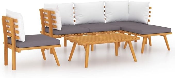 Backyard Furniture Patio Conversation Sets Outdoor Seating 6 Piece Patio Lounge Set with Cushions Solid Acacia Wood Suitable for Swimming Pool, Courtyard, Garden