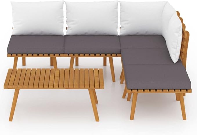 Patio Lounge Set with Cushions,Patio Furniture Sets,Patio Conversation Sets,Outdoor Furniture Sets,for Garden,Backyard,Outdoor,6 Piece Solid Acacia Wood