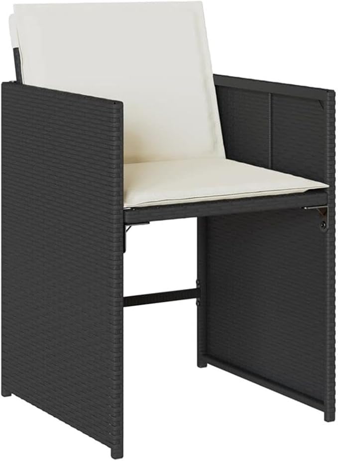 Afuera Living Contemporary Rattan Patio Dining Set, Black/Cream White, 16-Seater, UV-Resistant PE Rattan with Powder-Coated Steel Frame, Garden Table and Chairs, Cushioned Outdoor Furniture for Patio