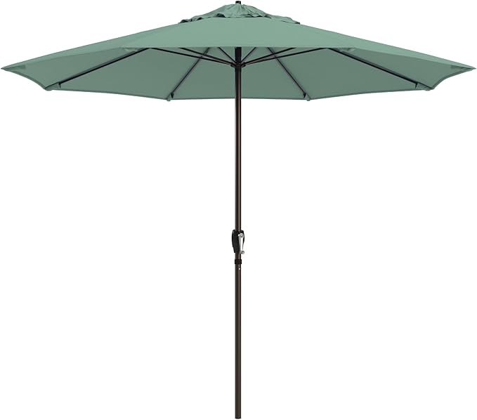 California Umbrella 10-Year Protection 9 Ft Outdoor Patio Umbrella, Pacifica Fade-Resistant Fabric, Auto-Tilt, Heavy Duty Aluminum Frame, 8 Reinforced Ribs for Pool or Deck, Bronze Pole, Spa