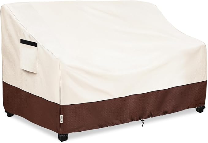 2-Seater Heavy Duty Patio Bench Loveseat Cover,100% Waterproof Outdoor Sofa Cover 58" W x 32.5" D x 31" H,Patio Furniture Couch Covers(Beige)
