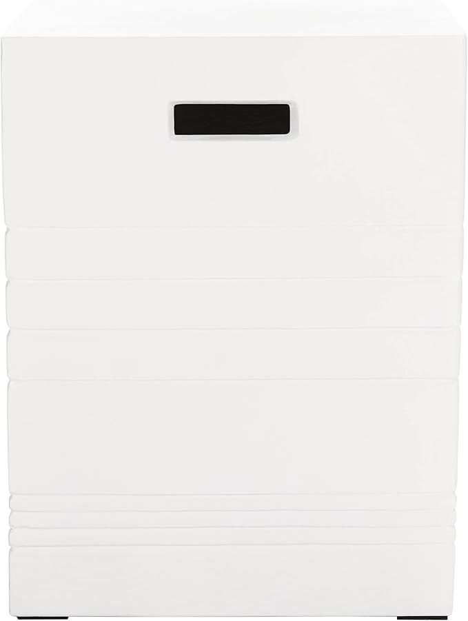 SAFAVIEH Outdoor Collection Deidara Modern Ivory Concrete Accent Table (Fully Assembled) VNN1031B