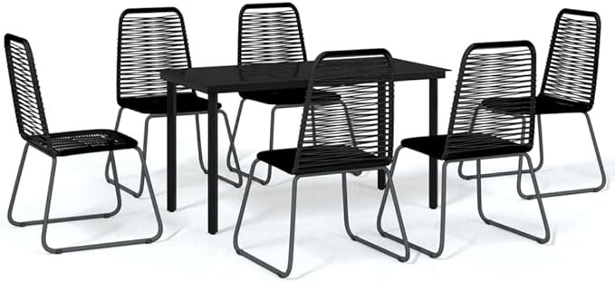 Backyard Furniture Patio Conversation Sets Outdoor Seating 7 Piece Patio Dining Set Black Suitable for Swimming Pool, Courtyard, Garden