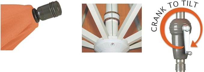 California Umbrella 9' Round Aluminum Market Umbrella, Crank Lift, Auto Tilt, Bronze Pole, Sunbrella Spectrum Cilantro