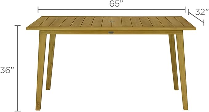 Royal Teak Collection Admiral Counter Height Table with Umbrella Hole, 32x65 Inch Outdoor Rectangular Wooden Teak Table, Residential and Commercial Outdoor Furniture (ADCHT65)