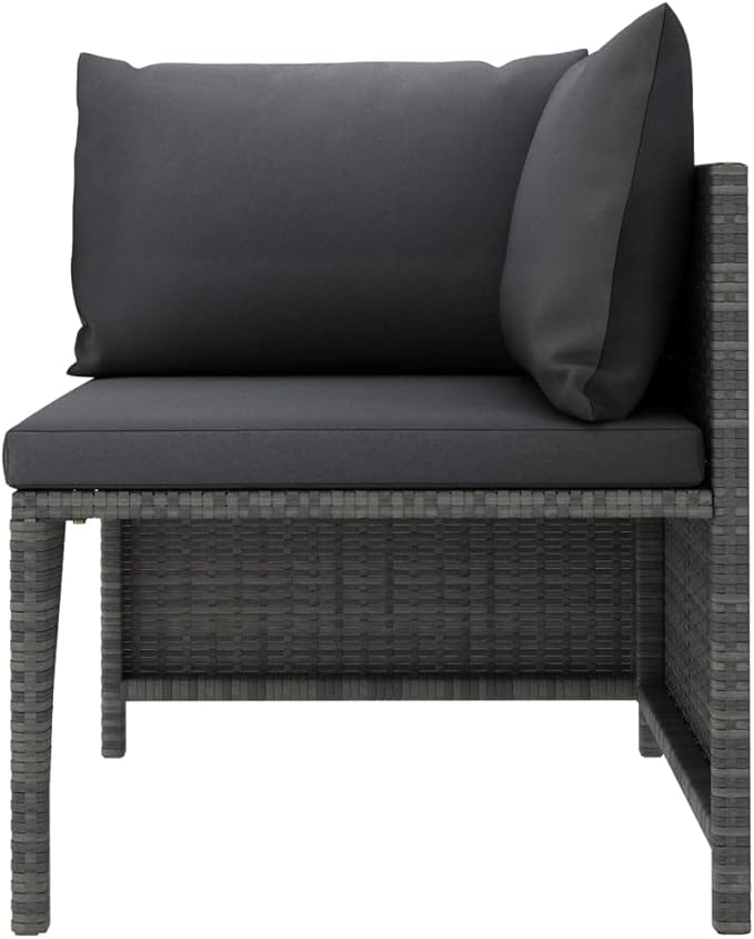 3-Seat Modular Patio Set Grey Anthracite Poly Rattan 23.6 x 23.6 x 12.6 in Outdoor Couch Sectional Sofa for Garden Balcony Deck