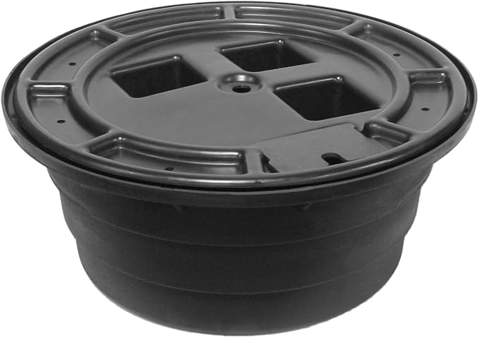 EasyPro Pond Products FB28E Heavy Duty Round Water Feature Basin, with Molded Support Grating, for Statuary, Rock, or Vase Type Water Feature Fountains. 28” Diameter x 12” Tall.
