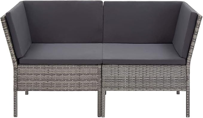 Patio Sofa Set with Cushions,Patio Lounge Set,Outdoor Furniture,Outdoor Furniture Sets,Patio Conversation Sets,for Garden,Deck,Backyard,6 Piece Poly Rattan Gray