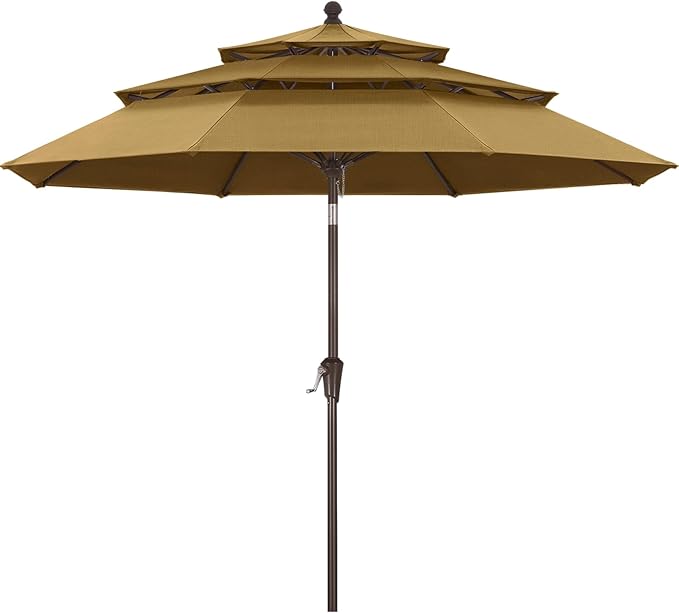ABCCANOPY 5-Year 10-Year No Fading 9FT 3 Tiers Patio Umbrella, Outdoor Table Umbrella with 8 Sturdy Ribs for Deck, Backyard, Garden, Yard