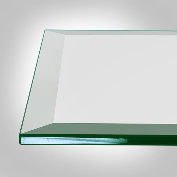 Dulles Glass 12 inch Square Glass Table Top - Tempered - 1/2" Thick Glass Surface, Safe Beveled Edge, Eased Corners, Multipurpose for Dining Table, Patio, Coffee and End Table